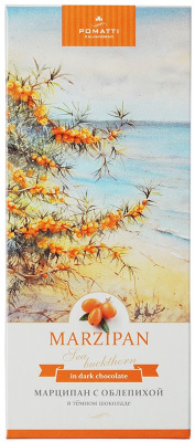 Pomatti Марципан с облепихой в тёмном шоколаде, 85 г.