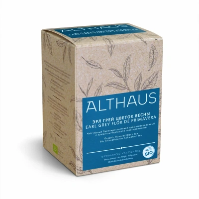 Чай черный байховый листовой ароматизированный с ароматом бергамота Althaus Earl Grey Flor De Primavera (Эрл Грей Цветок Весны) пакетики 15x2,5гр.